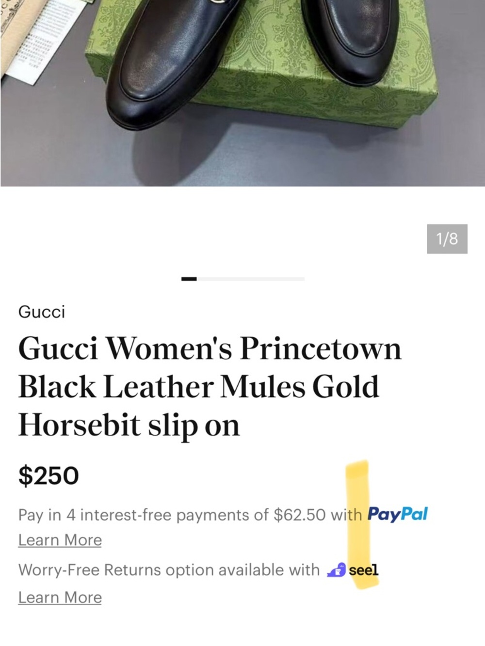 Gucci black Leather Logo-Stamped Heel - Picture 6 of 6